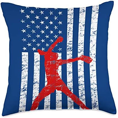 Distressed American Flag Softball Pitcher Throw Pillow 1