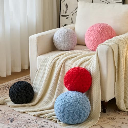 Red Mini Ball Pillow 86 Inch Decorative Round Throw Pillow for Couch