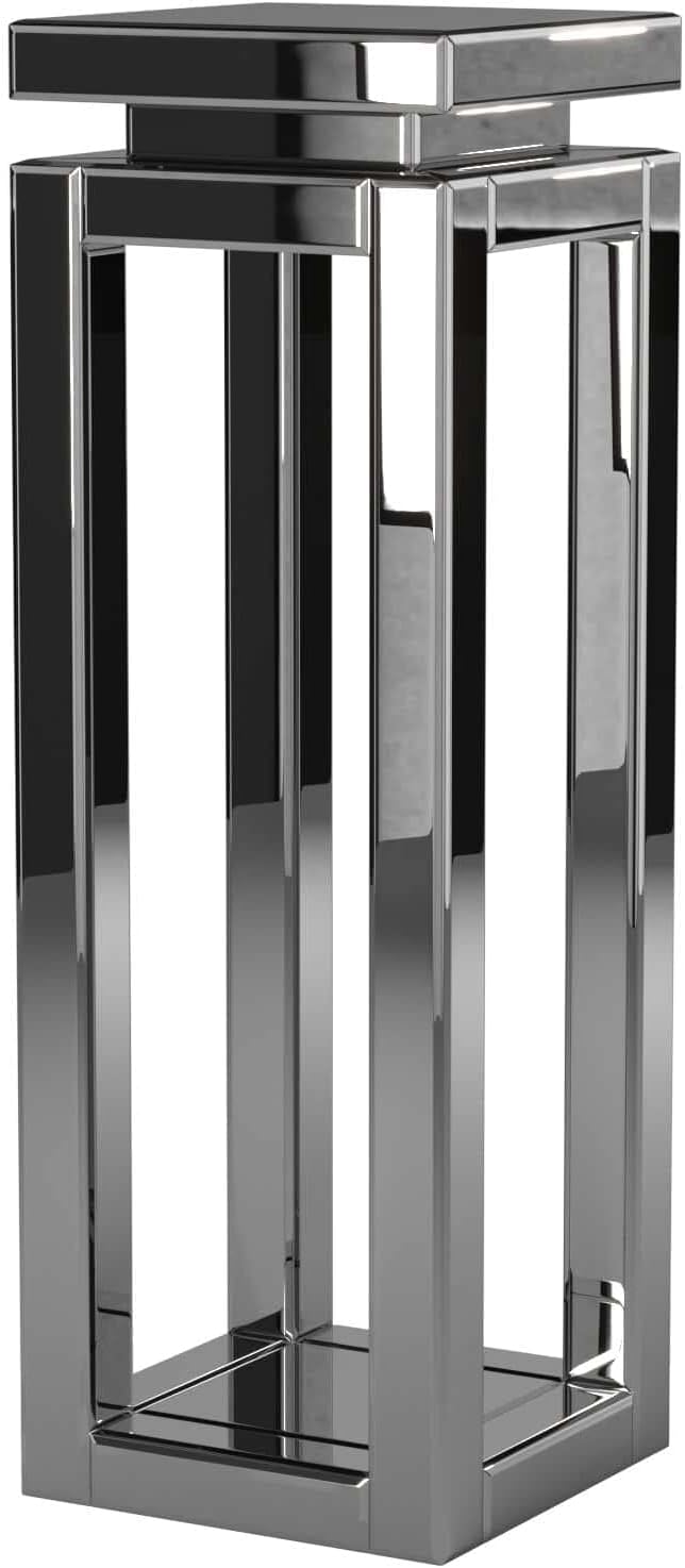 Howard Elliott Small Silver Mirrored Pedestal Accent Table
