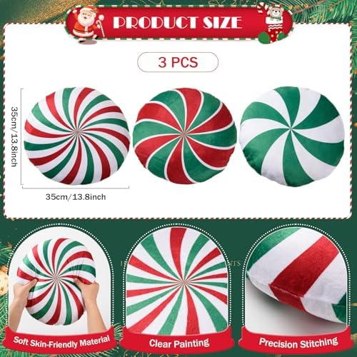 MixTeach 3 Pcs Spiral Christmas Throw Pillows