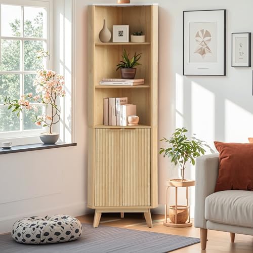 GIODIR 68 Inch Tall Fluted Corner Cabinet