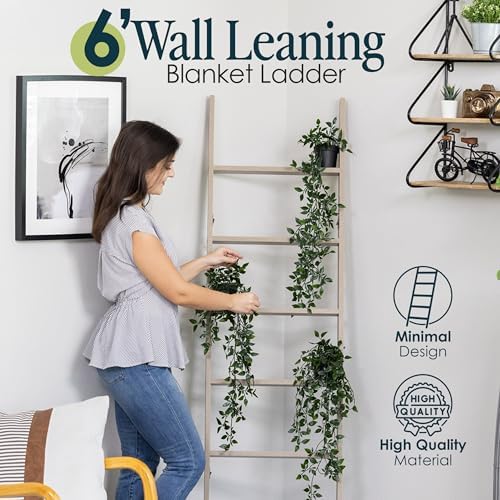 Blanket Ladder 5ft 8in 6-Tier Smokey Oak Rustic Decor