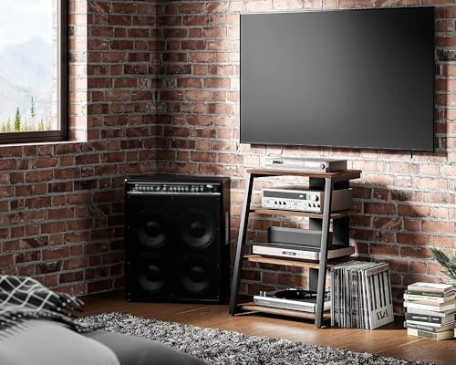 FITUEYES 4-Tier Media Stand Corner Shelf for PS4 and Record Player