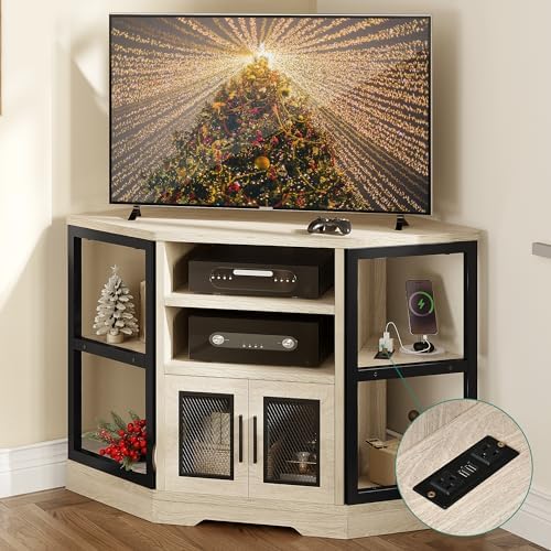 YITAHOME Corner TV Stand for 5550 Inch TVs with Power Outlet