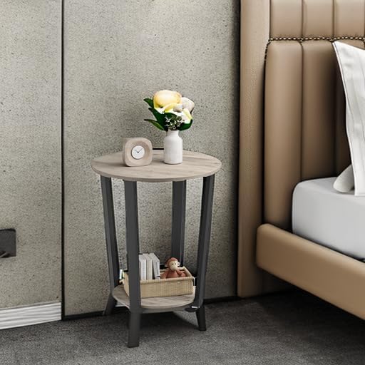 VASAGLE Round End Table with Storage Shelf