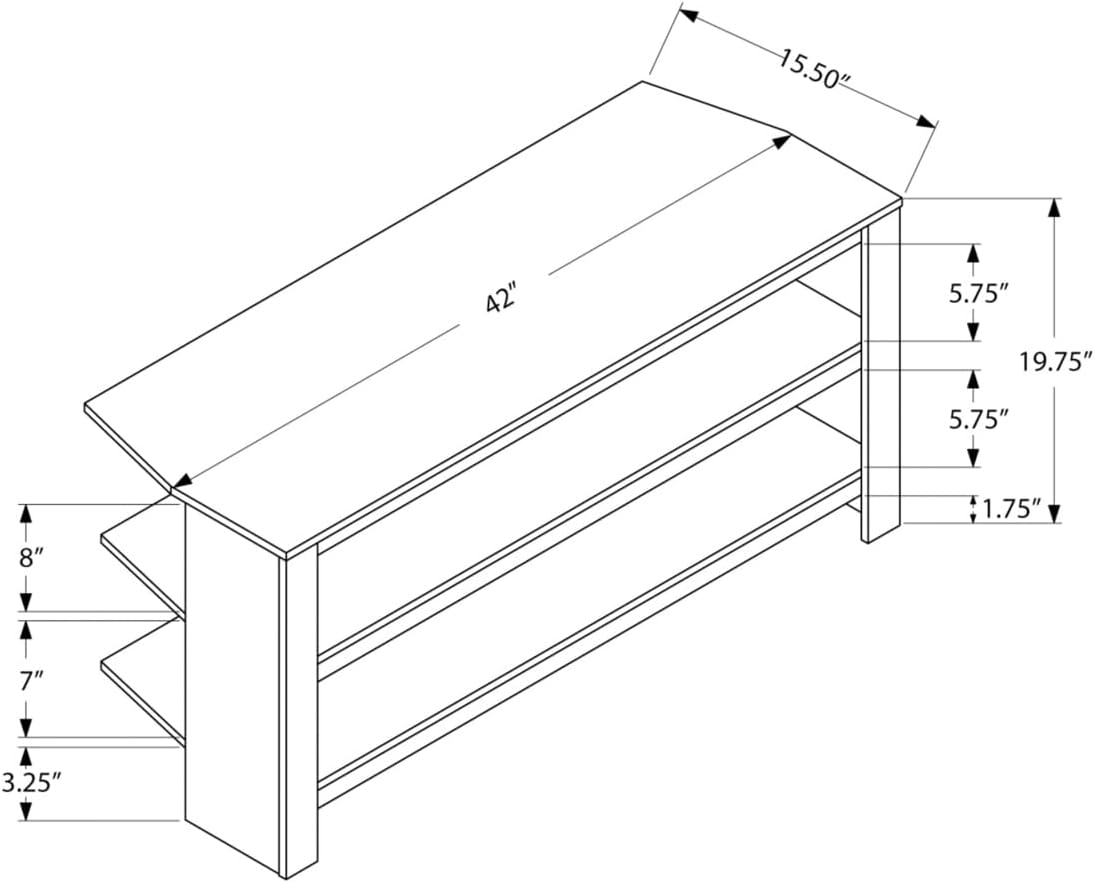 Monarch Specialties STAND-42 L Cherry Corner Tv Stand