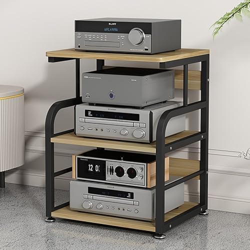 Nordivo Audio Rack Tower With Wheels 4 Tier Media Stand Corner Entertainment Cabinet Red H745cm29-B
