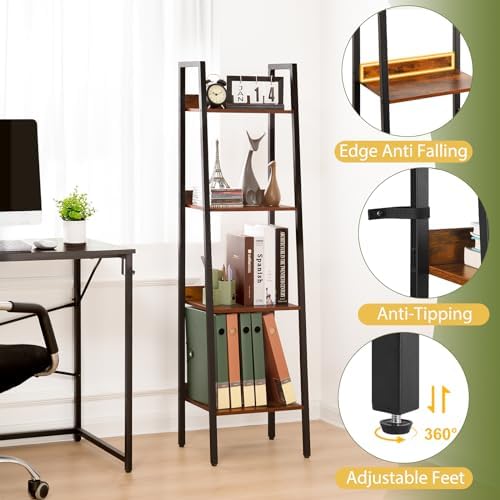 Yoobure 4 Tier Ladder Bookshelf Corner Shelf