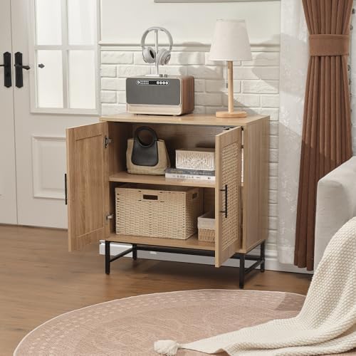 Modern Storage Cabinet with PE Rattan Door
