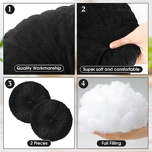 Namalu Round Throw Pillow 138 Inch Black 2 Pcs