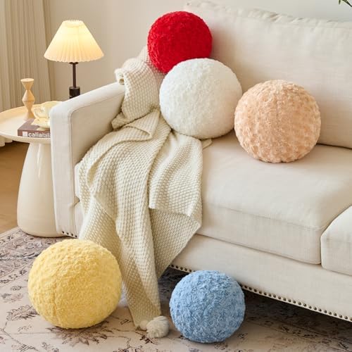Red Mini Ball Pillow 86 Inch Decorative Round Throw Pillow for Couch