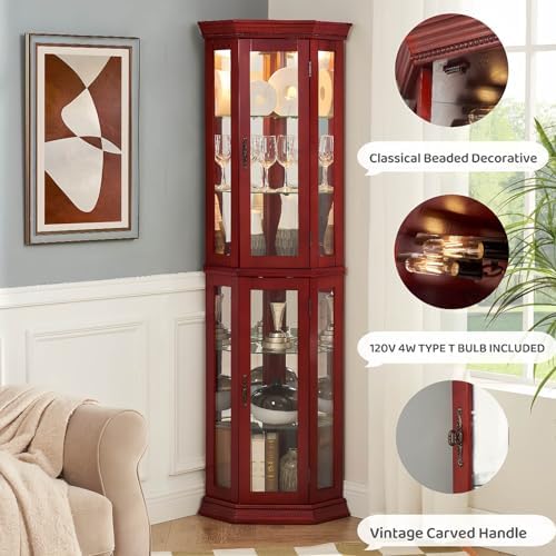 Classic Cherry Display Cabinet with Built-in Lighting
