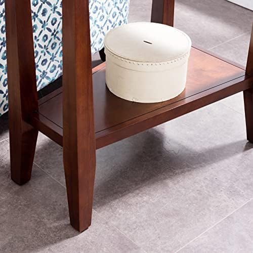 Delton 24 In Solid Wood Recliner Wedge Side Table with Shelf Sienna Brown
