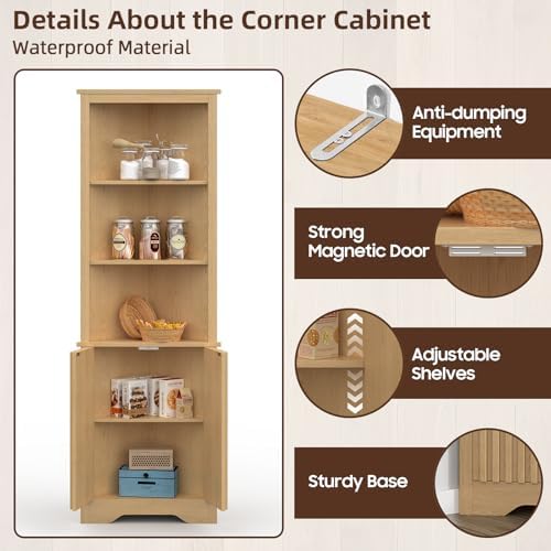 67 Inch Tall Corner Cabinet with Doors