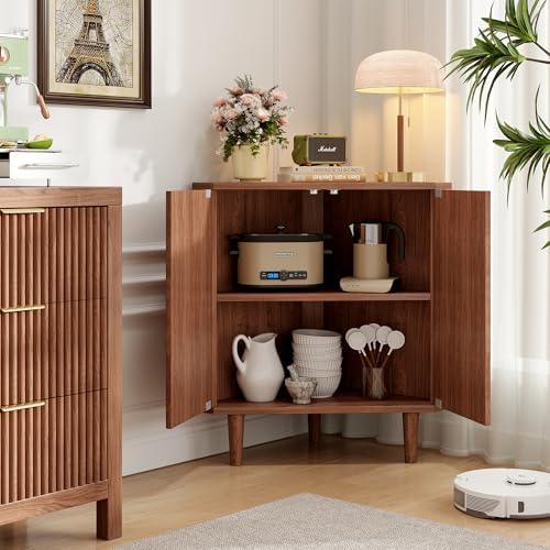 Vudanfe Fluted Floor Corner Kitchen Cabinet Organizer