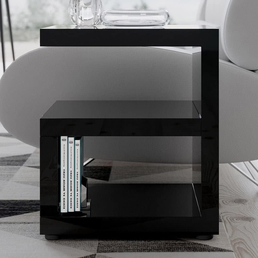 ZURI Furniture Jayden High Gloss Side Table Black