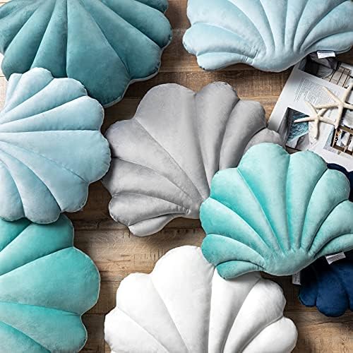 Ashler 3D Shell Shaped Throw Pillow Turquoise 18x13 Inches