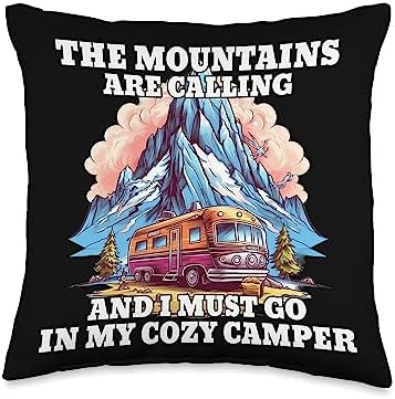 Caravan RV Camper Throw Pillow 16x16 Multicolor