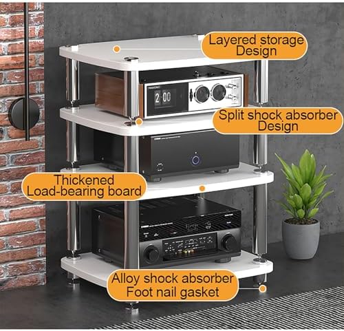Red Corner Audio Visual Storage Rack 60x48x10cm