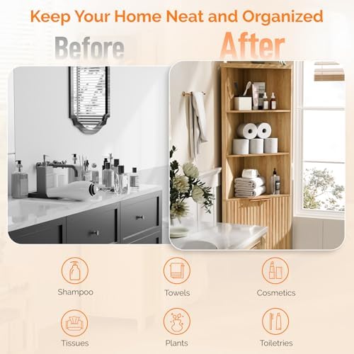 VINGLI 68 Tall Corner Cabinet with Fluted Doors