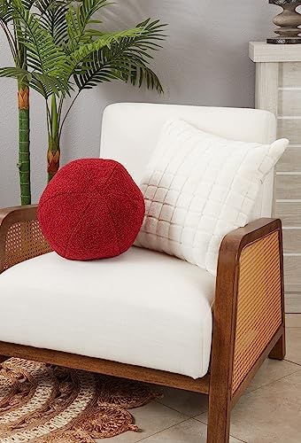 Saro Lifestyle Plush Faux Fur Throw Pillow Red 10 Inch