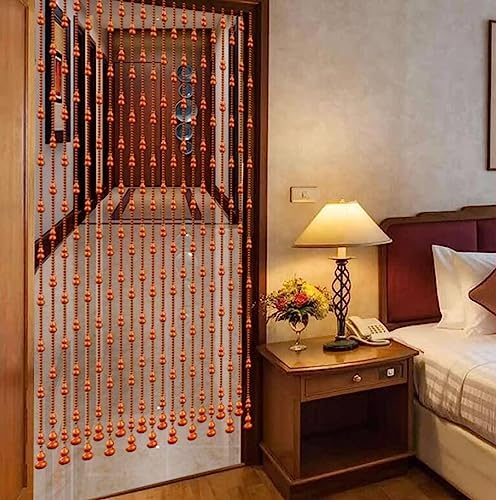 Etlegor Yellow Wood Beaded Curtain for Doorway