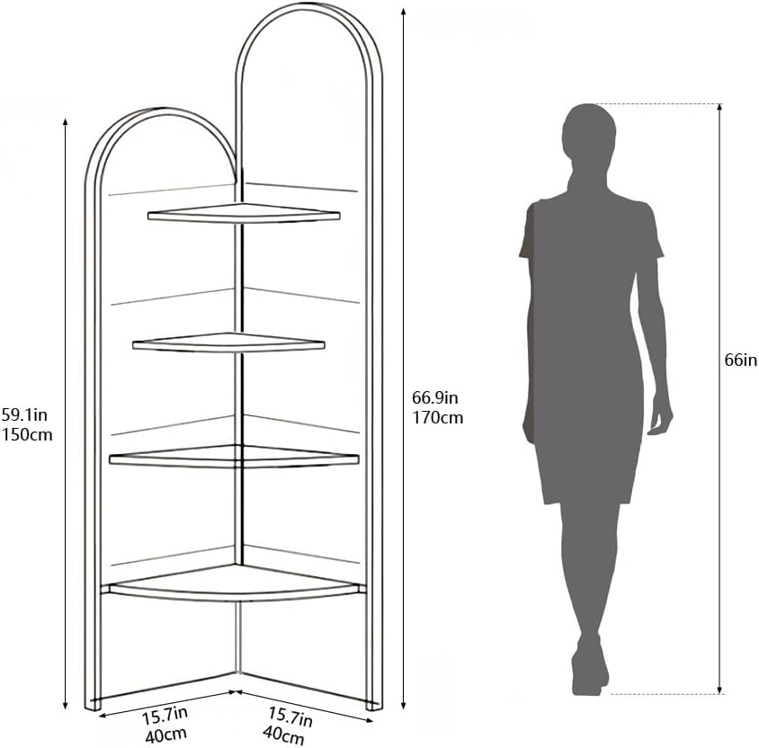 4-Tier Corner Shelf with Decorative Painting