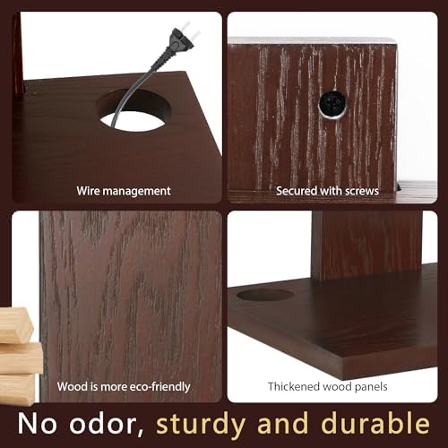 Floating Projector Wall Mount TV Shelf 2 Tiers Walnut