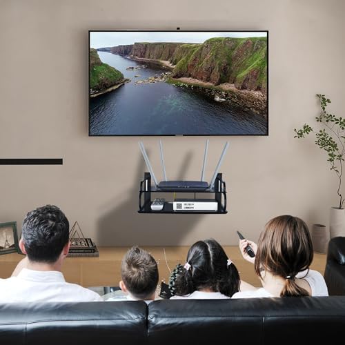 Floating AV Shelves Double Layer Wall Mount for TV and Media Equipment