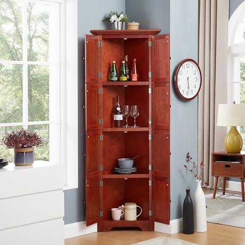 Vierniya Corner Storage Cabinet with 4-Tier Adjustable Shelves