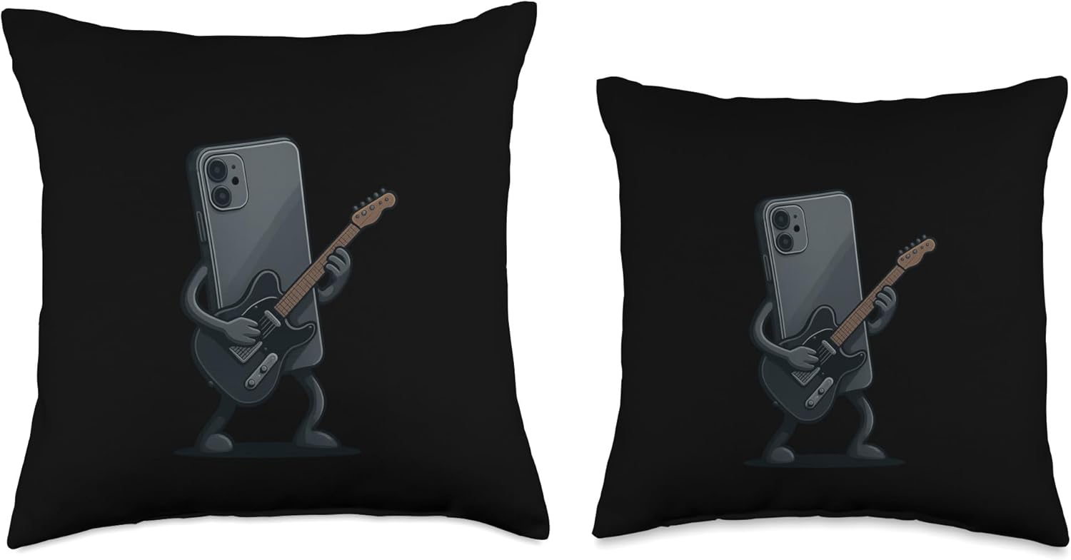 Awesome Smartphone Guitar Throw Pillow