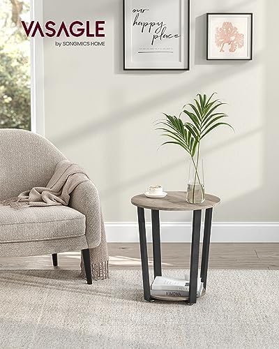 VASAGLE Round End Table with Storage Shelf