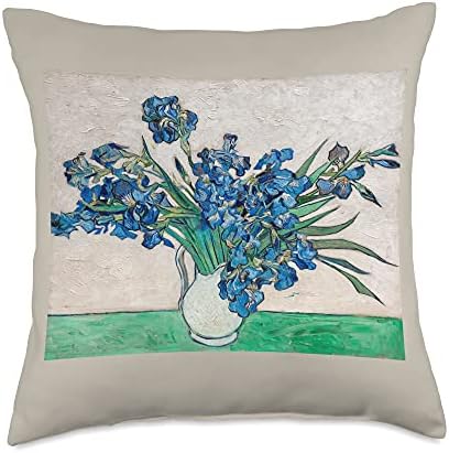 Vincent Van Gogh Irises Blue Green Floral Throw Pillow