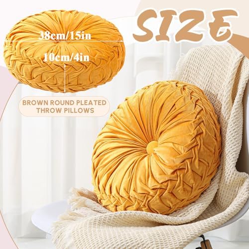 Yellow Velvet Round Throw Pillow 15 Inch Decorative