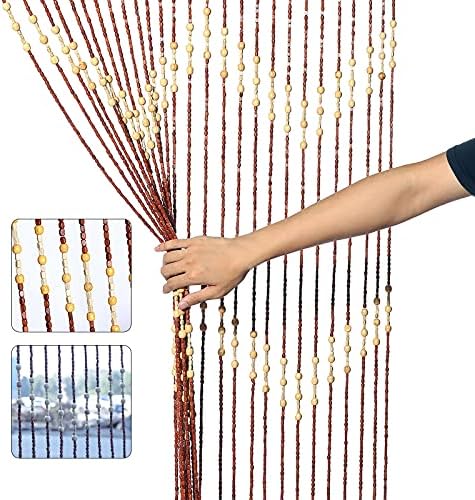 TFCFL Natural Wood Beaded Curtain Room Divider