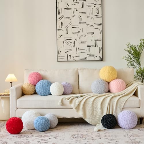 Red Mini Ball Pillow 86 Inch Decorative Round Throw Pillow for Couch