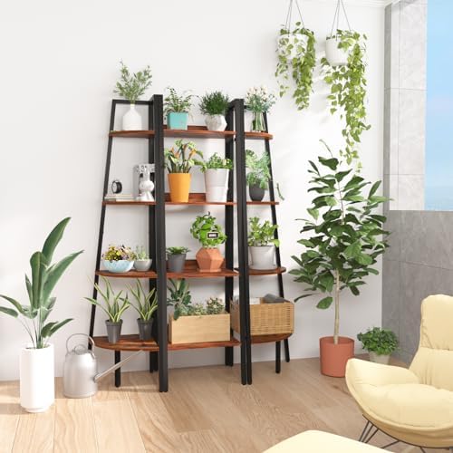 Yoobure 4 Tier Ladder Bookshelf Corner Shelf