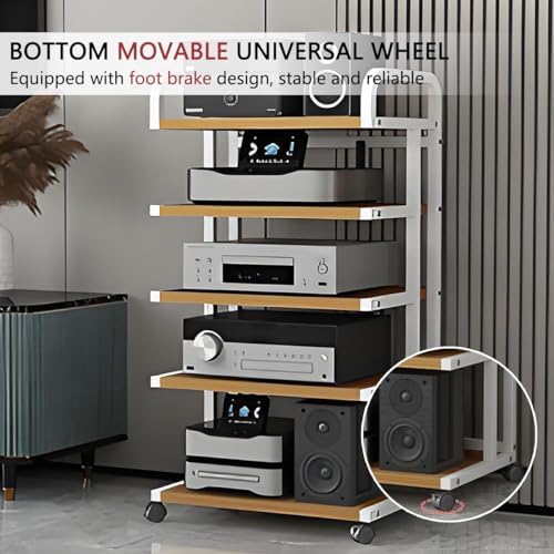 3 Tier AV Media Stand Corner Shelf with Wheels