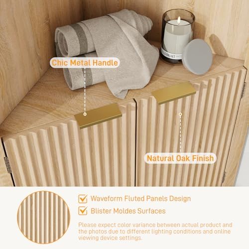 Vabches Fluted Corner Cabinet 64 Inch Storage Organizer
