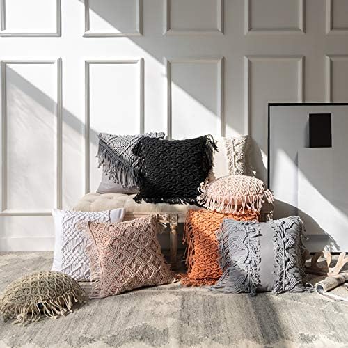 Phantoscope Cotton Boho Throw Pillow with Tassel