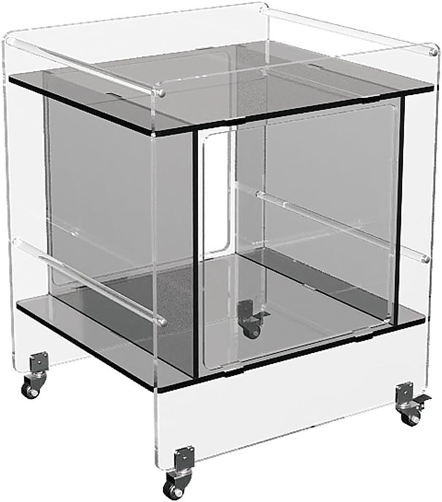 Transparent Acrylic Mobile Side Table with Wheels - Grey
