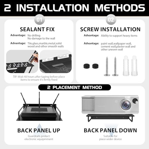 AIYOTAR Projector Shelf Wall Mount for Router Speaker Cable Box