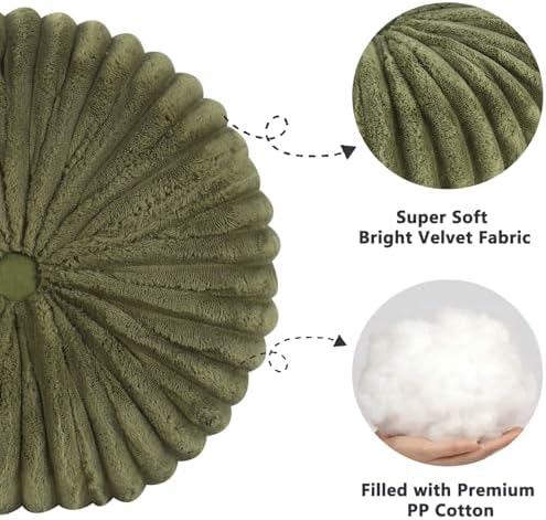 HIG Decorative Round Throw Pillows Set of 2 Velvet Pumpkin Pillows