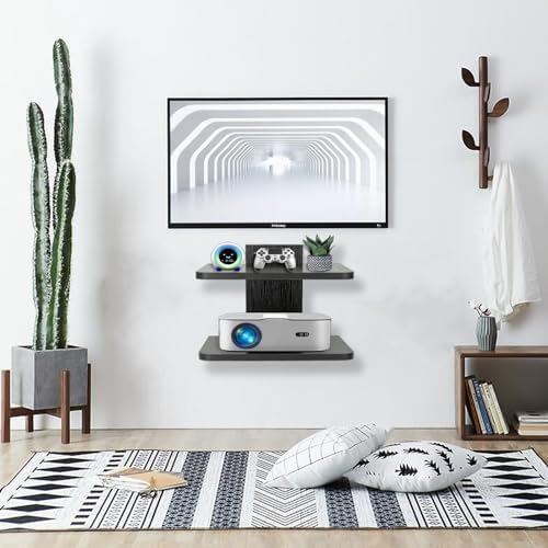 BiJun Floating Wall Shelf for TV Projector Cable Box Speaker Mount 2 Shelves