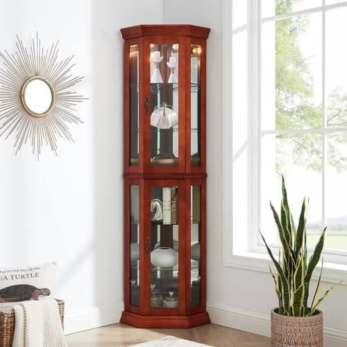 Lighted Curio Cabinet with 6 Adjustable Shelves