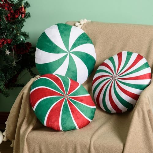 MixTeach 3 Pcs Spiral Christmas Throw Pillows