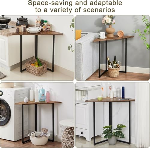 VECELO Corner Shelf Metal Frame End Table for Small Spaces