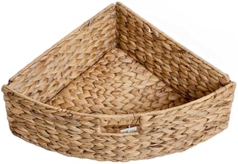 eHemco Hampton Meadows 3 Tier Corner Table with 3 Wicker Baskets Pink