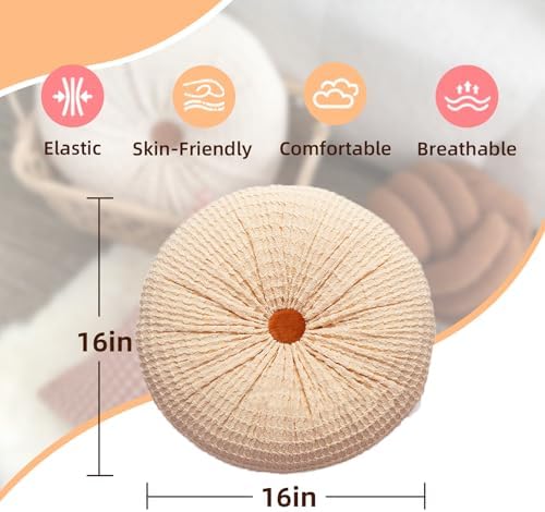 Round Throw Pillow 16 Inches Ivory Boho Decorative