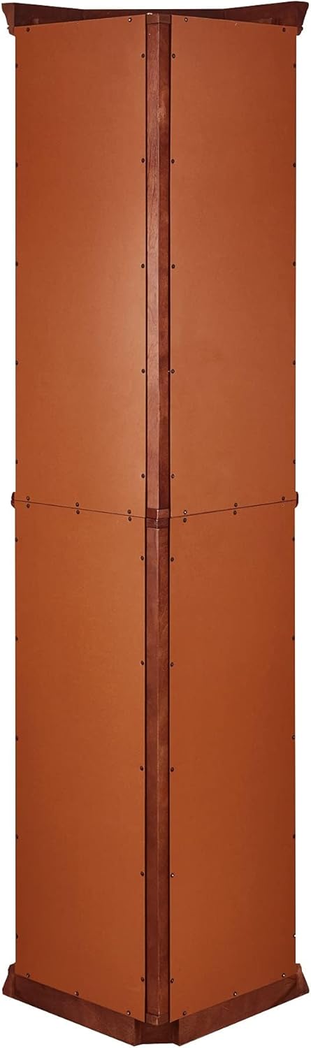 Wooden Corner Display Cabinet with Lights and 6 Shelves